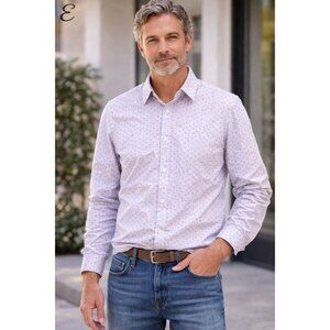 Emile Lafaurie Purple Star Pattern Collared Long Sleeve Button Down Size L